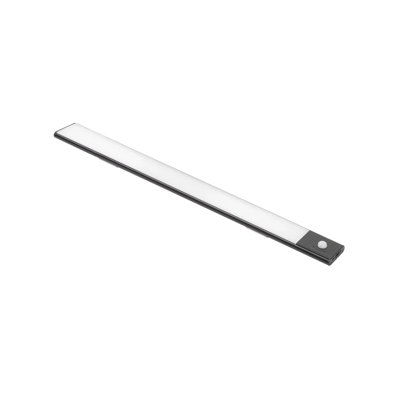 Emuca - Kaus Black USB Rechargeable LED Wall Light with Motion Sensor, 600mm, Black Painted, Plastic and Aluminium