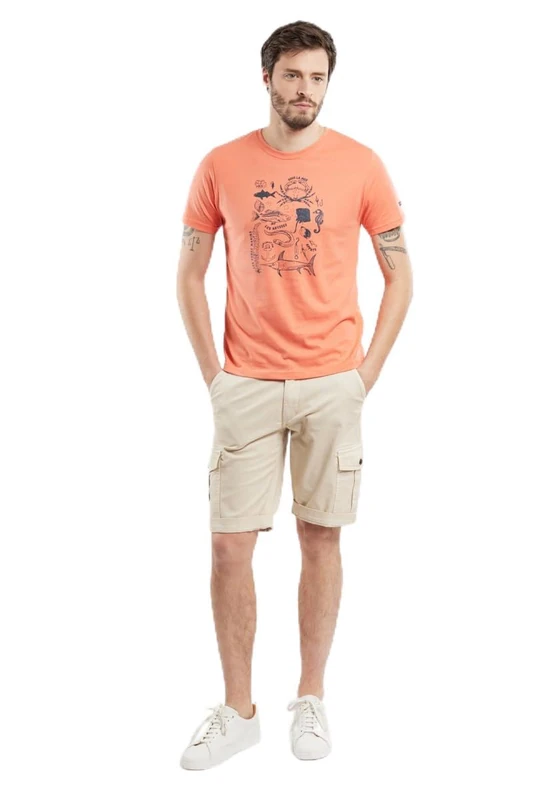 Armor Lux Men's Cargo Casual Shorts, Oyster, 30