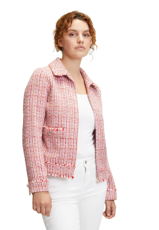 Cartoon Ladies Tweed Blazer Jacket with Pockets, Multi-Colour, 22" Short Length, Straight Fit, Size 4845, Pink, 14