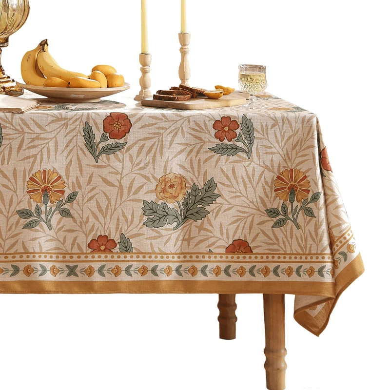 patdrea Designer French Vintage Rectangular Tablecloth,Yellow Floral Pattern Anti-Wrinkle Table Cloth,Dacorative Cover for Kitchen Dining Parties,Christmas,Thanksgiving,63"x87"-Cornflowers