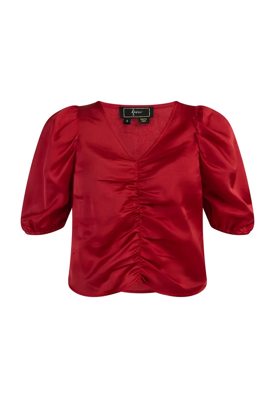 faina Women's Draped top caneva, red, XS