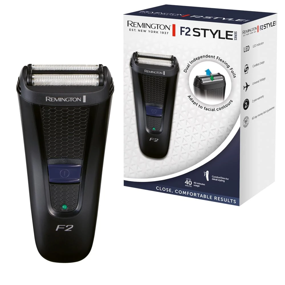 Remington F2 Men's Electric Shaver [Dry Shaver] Style Series (Pop-Up Trimmer, Washable, LED Display, Precision Trimmer) Foil Shaver F2002