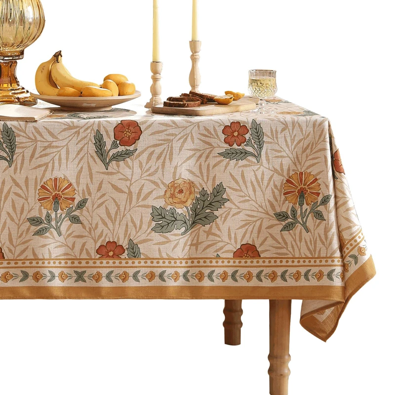 patdrea Designer French Vintage Rectangular Tablecloth,Yellow Floral Pattern Anti-Wrinkle Table Cloth,Dacorative Cover for Kitchen Dining Parties,Christmas,Thanksgiving,55"x87"-Cornflowers