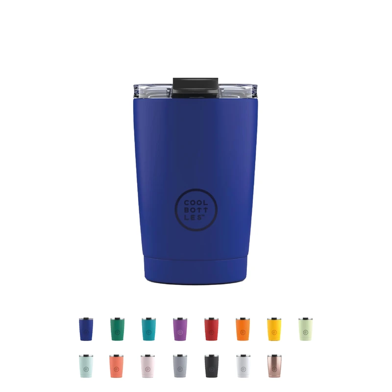 Cool Bottles - Tumbler – Stainless Steel Thermal Tumbler – 330 ml – Vivid Blue – Coffee Thermos – Airtight Lid – Cold Drinks 10 Hours and Hot 5 Hours – Anti-Stain Finish