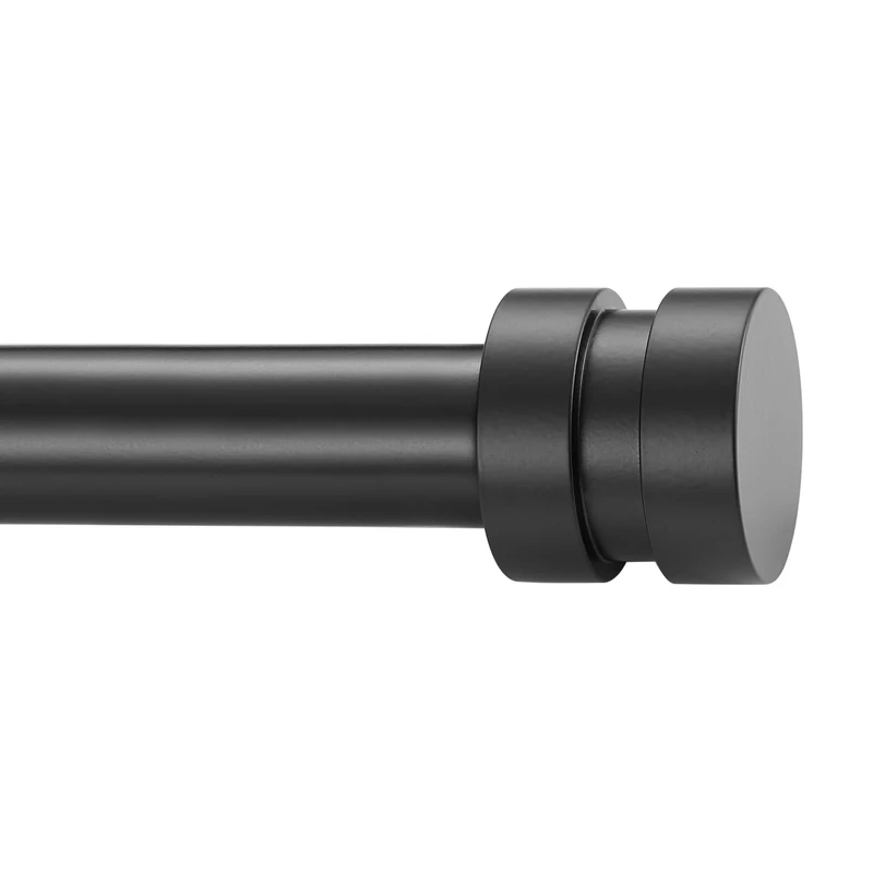 16-150 inch Long Adjustable Matte Black Curtain Rods,1 inch Diameter Splicing Heavy Duty Rod Set with Aluminum Finals for Windows, Door, Drapery