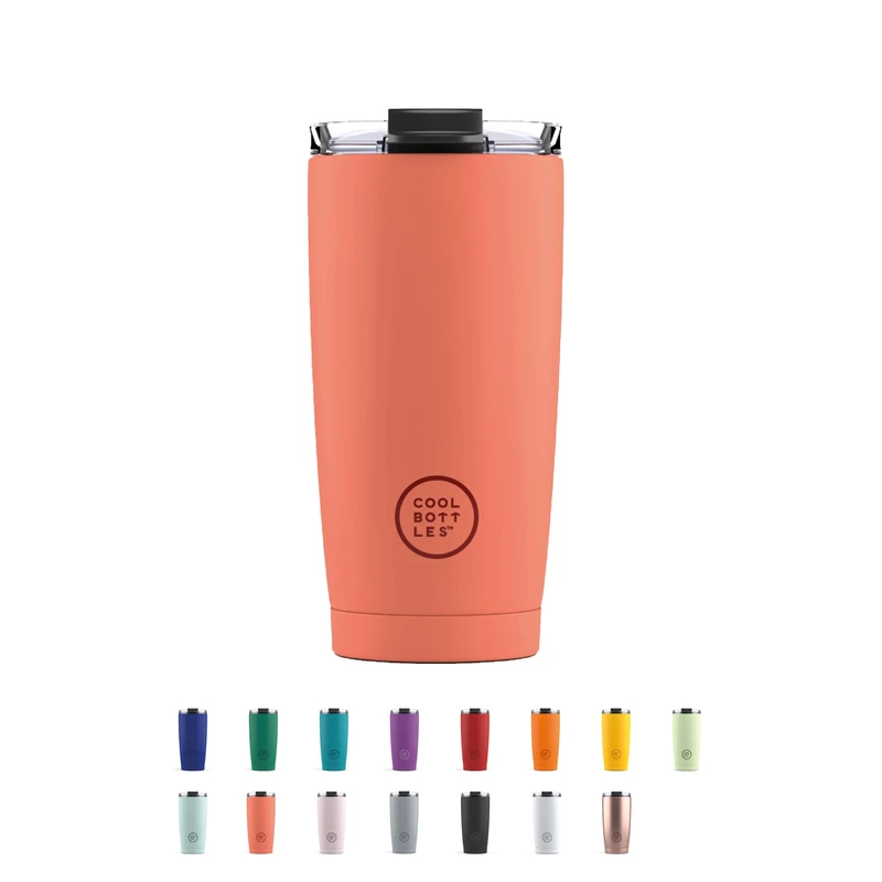 Cool Bottles - Tumbler – Stainless Steel Thermal Tumbler – 550 ml – Coral Cake – Coffee Thermos – Airtight Lid – Cold 10 Hours and Hot 5 Hours – Anti-Stain Product