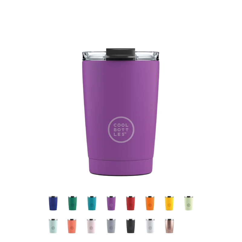 Cool Bottles - Tumbler – Stainless Steel Thermal Tumbler – 330 ml – Vivid Violet – Coffee Thermos – Airtight Lid – Cold Drinks 10 Hours and Hot 5 Hours – Anti-Stain Finish