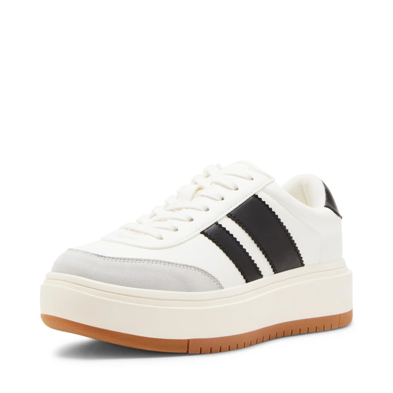 Madden Girl Women's Navida Sneakers, White/Black, 7