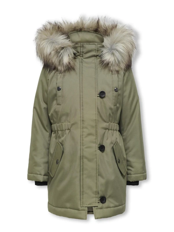 ONLY Girls Kogiris Otw Noos Fur Parka, Aloe, 8 Years UK - Image 1