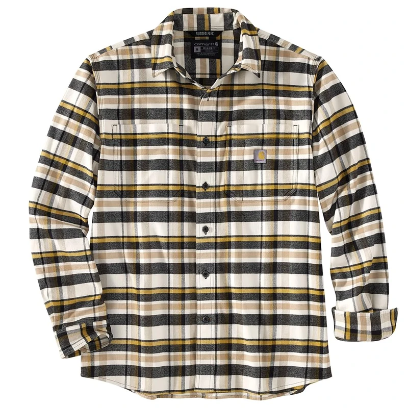 Carhartt Men's Long-Sleeved Shirt Flannel L/S Plaid Shirt, Malt., L