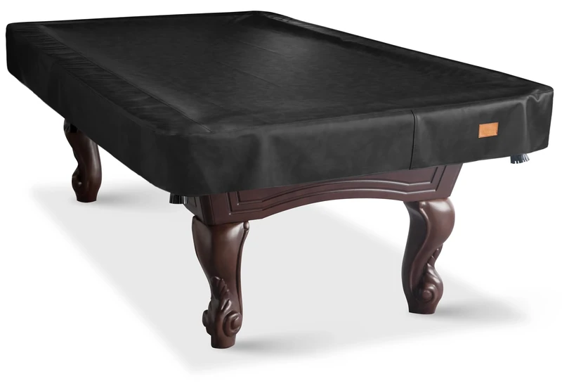 BEARCOVER Heavy Duty Leatherette Billiard Pool Table Cover, Waterproof & Tearproof Cover for Pool Table 7/8/9FT (8FT Black/Faux Lambskin)