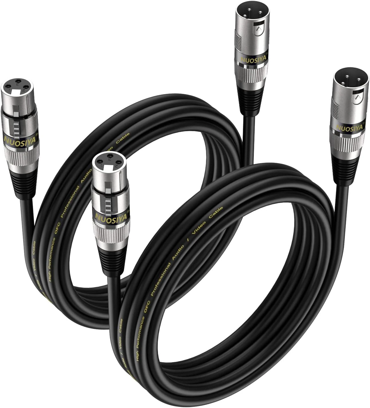 NUOSIYA 3M XLR Cables 2 Packs,XLR Male to Female 3 Pins Balanced Microphone Cable for Studio Recorder, Mic, Mixer, Speaker System, Phantom Power