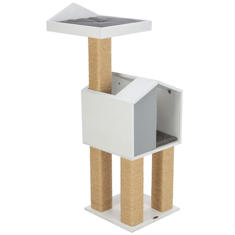 TRIXIE scratching post BE NORDIC Jonte 115 cm in grey/white, multi-level cat tree with sisal trunk and cat cave as a retreat, cosy and stable, 44745