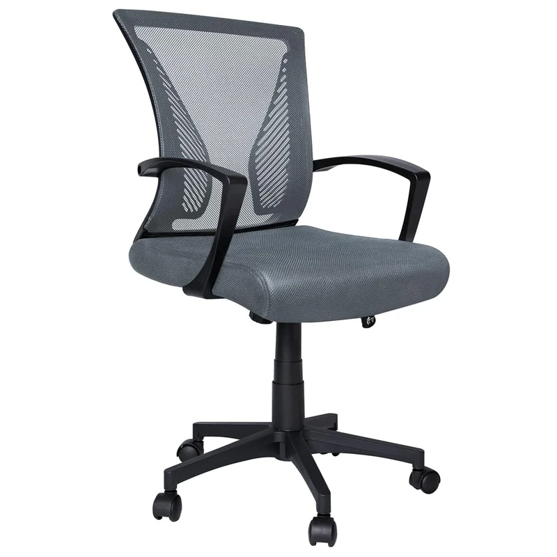 VOUNOT® Ergonomic Office Desk Computer Chair, Executive Swivel Chair with Armrest & Back Support for Home Office, Grey