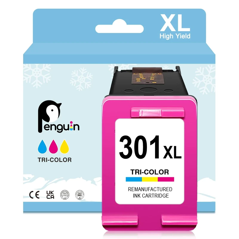 Penguin 301 Ink Cartridge Colour for HP 301 XL Compatible with Envy 5532 4507 4500 4052 5530 Officejet 4630 2620 2622 Deskjet 3055A 2540 3050 2050 2510 1000 1010 301 Printer Ink 301XL Replacement