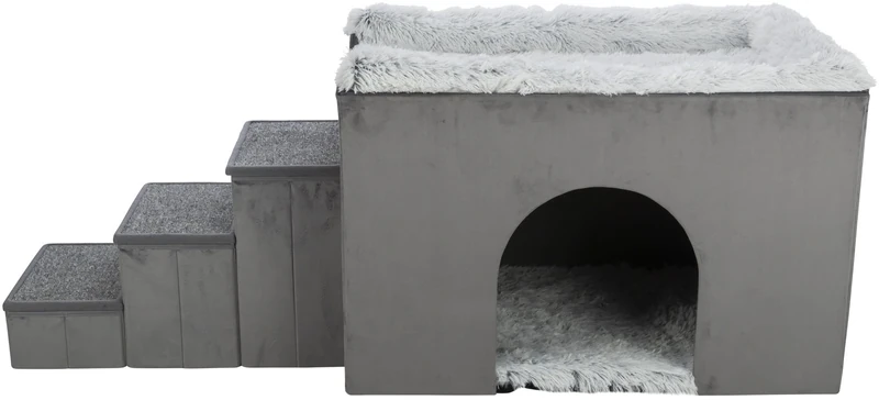 TRIXIE Harvey cave with stairs, 154 × 60 × 60 cm, grey/white-black