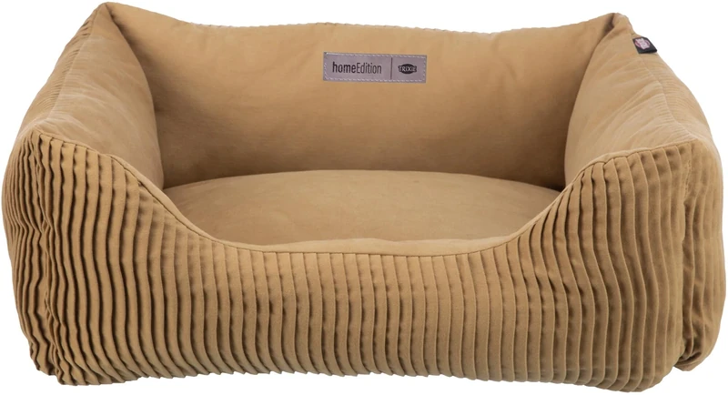 TRIXIE Marley Dog Bed 80 x 60 cm in ochre – rectangular dog basket for medium-sized dogs - cosy dog basket canvas cotton cover - soft and washable - 37694