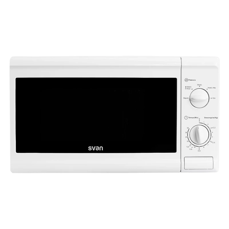 Svan Microondas 20 Litros Básico Blanco SMW2700. 700W, 5 Programas, Modo Descongelación, Revestimiento Interior, Fácil Limpieza, Temporizador 35min.