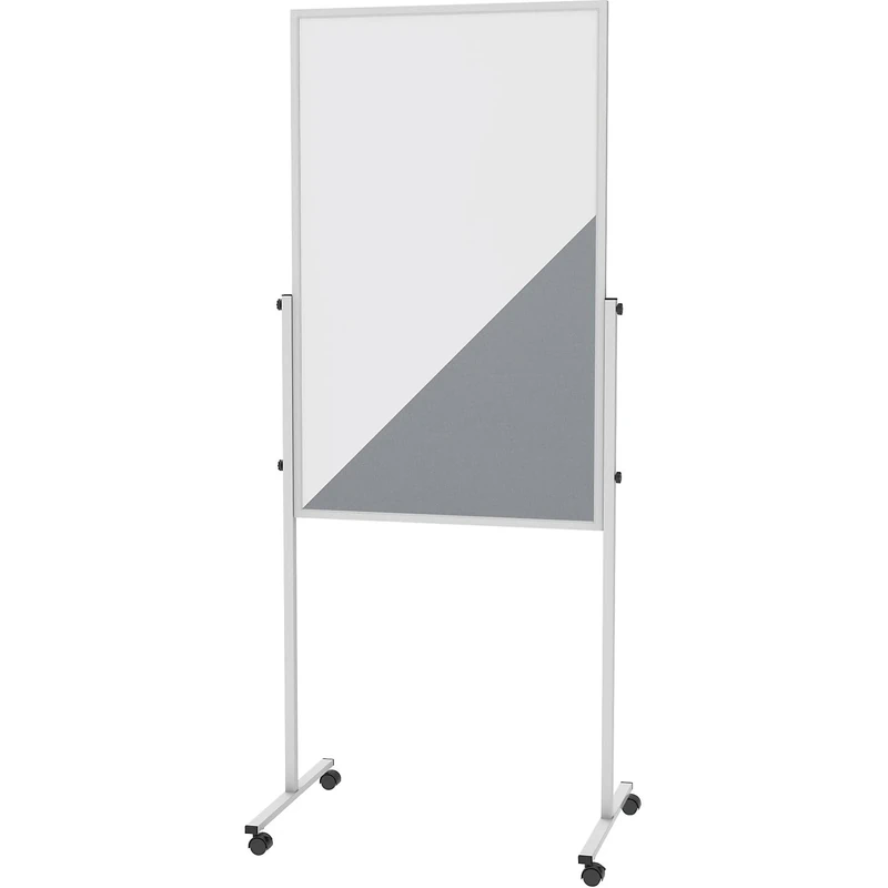 MAUL MAULsolid Presentation Board, 150 x 120 cm, Sturdy Whiteboard with Double-Sided Use, Two Parts: Magnetic Board and Felt Notice Board, Board for Office, School, University, White/Grey