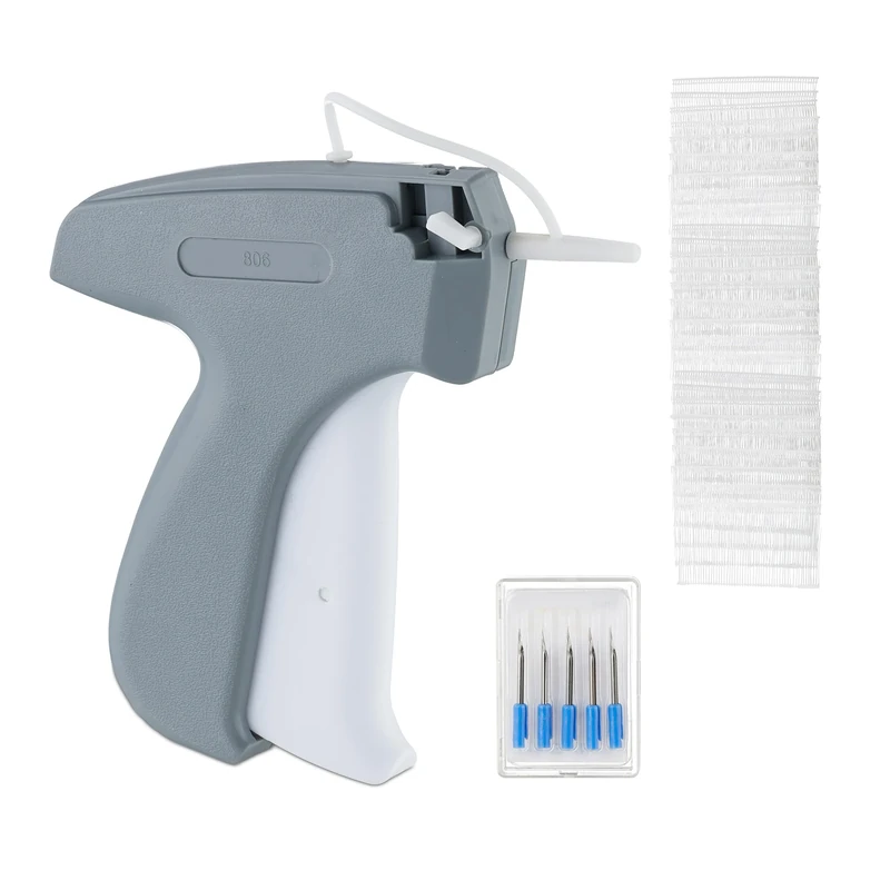 Relaxdays Clothes Gun, Label Machine, 5 Spare Needles & 5000 Tag Barbs, Pricing Device, for Shops, Grey/White, 12.5 x 12.5 x 2.5 cm - Image 1