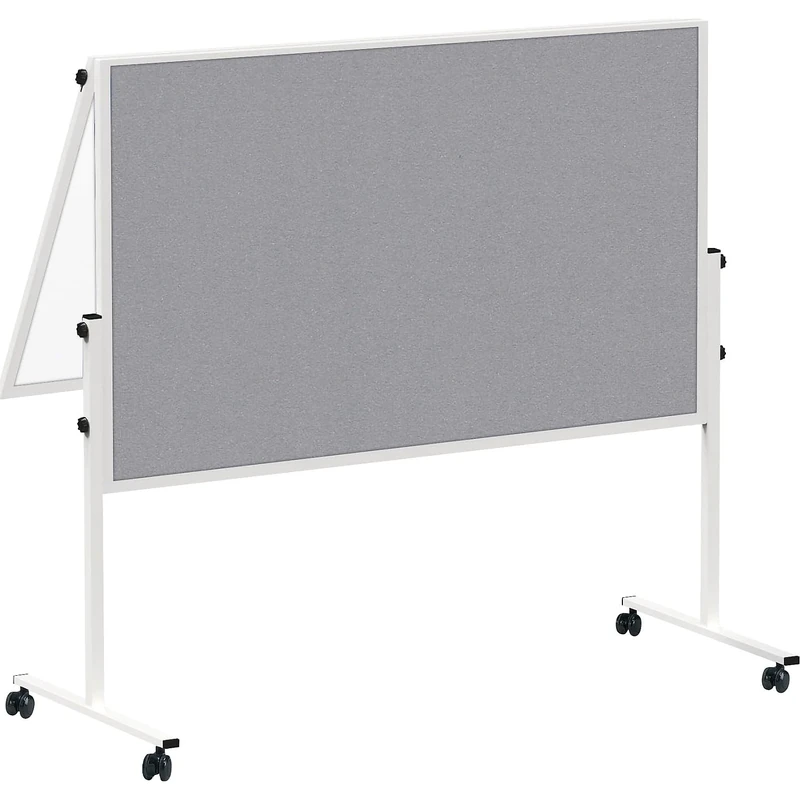 MAUL MAULsolid Presentation Board 150 x 120 cm | Folding Whiteboard with Double-Sided Use | Two Parts: Magnetic Board and Felt Notice Board | Board for Office, School, University | White/Grey