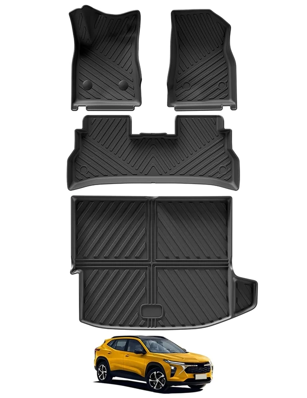 SMABEE Floor Mats & Cargo Liner Compatible with 2024 Chevrolet Trax TPE All Weather 2 Row Floor Liners Trunk Cargo Liner Heavy Duty Full Set Interior Accessories Black