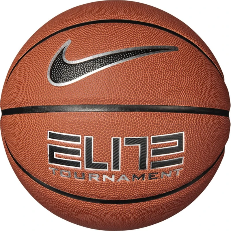 Nike Elite Tournament Basketball 8P – Premium Indoor Basketball – Competition Basketball Ball – Delivered Deflated, Amber/Black/Metallic Silver/Black, 7
