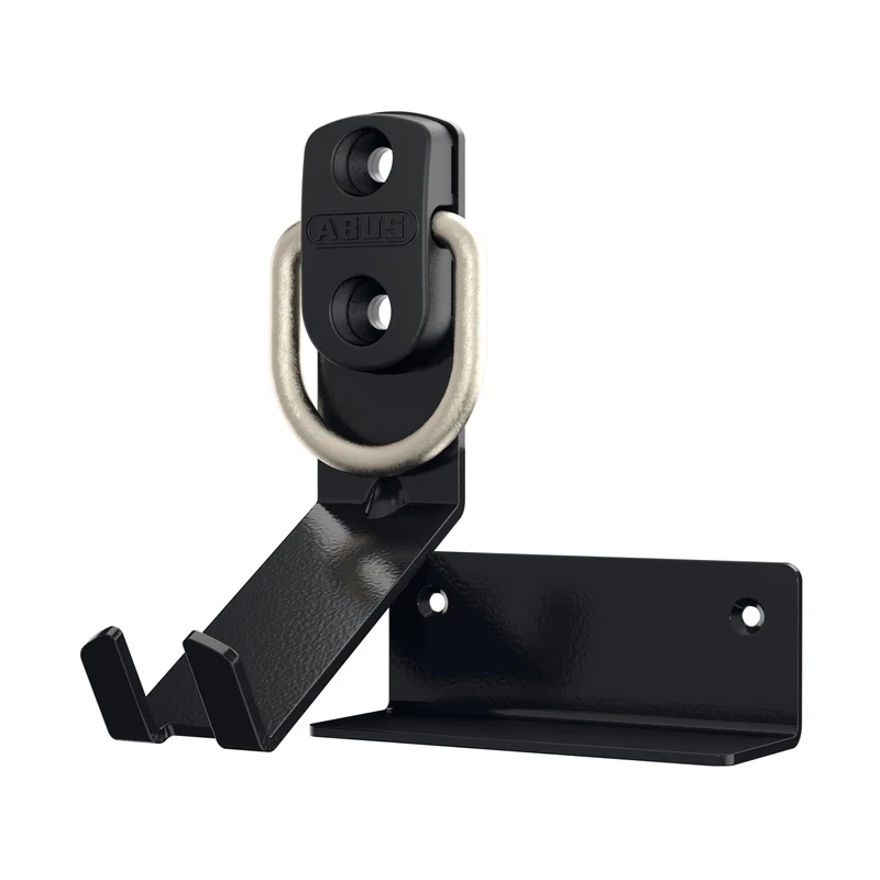 ABUS Wall Anchor with Wall Holder WBA65 B/BS and Bike Holder - Space-saving Protection for Two-wheelers in Garages and Basements - Suitable for Bicycles and E-Bikes
