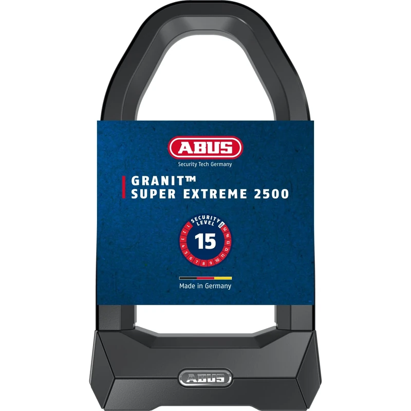 ABUS U-lock Granit™ Super Extreme 2500/165HB230 - specialised bicycle lock for bicycles and e-bikes against saw attacks with angle grinders - ABUS security level 15, USH2500