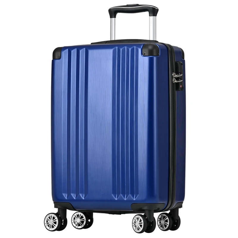 Merax Hard Shell Suitcase, Trolley, Travel Suitcase, Hand Luggage, TSA Inch Lock, 4 Wheels, Telescopic Handle, ABS Material, M-56.5 x 37.5 x 22.5 cm, Dark Blue, darkblue, M, Hard case