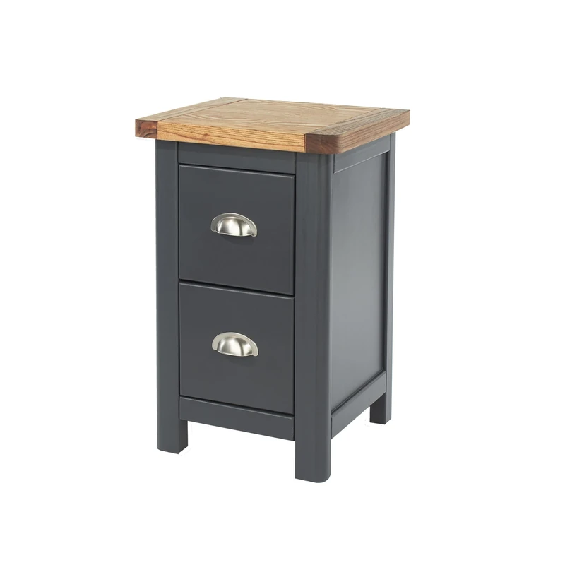 Home Source Bedside Table Nightstand, 2 Drawer Wooden Bedroom Furniture Storage, Blue