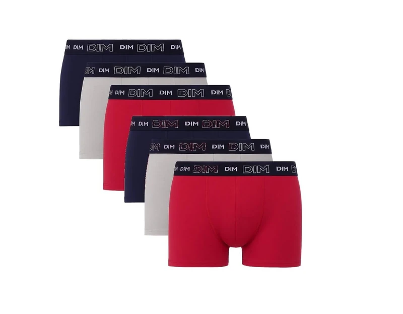 DIM Lot de 6 Boxers Homme | Coton Stretch Respirant | Maintien Optimal | Sans Étiquette