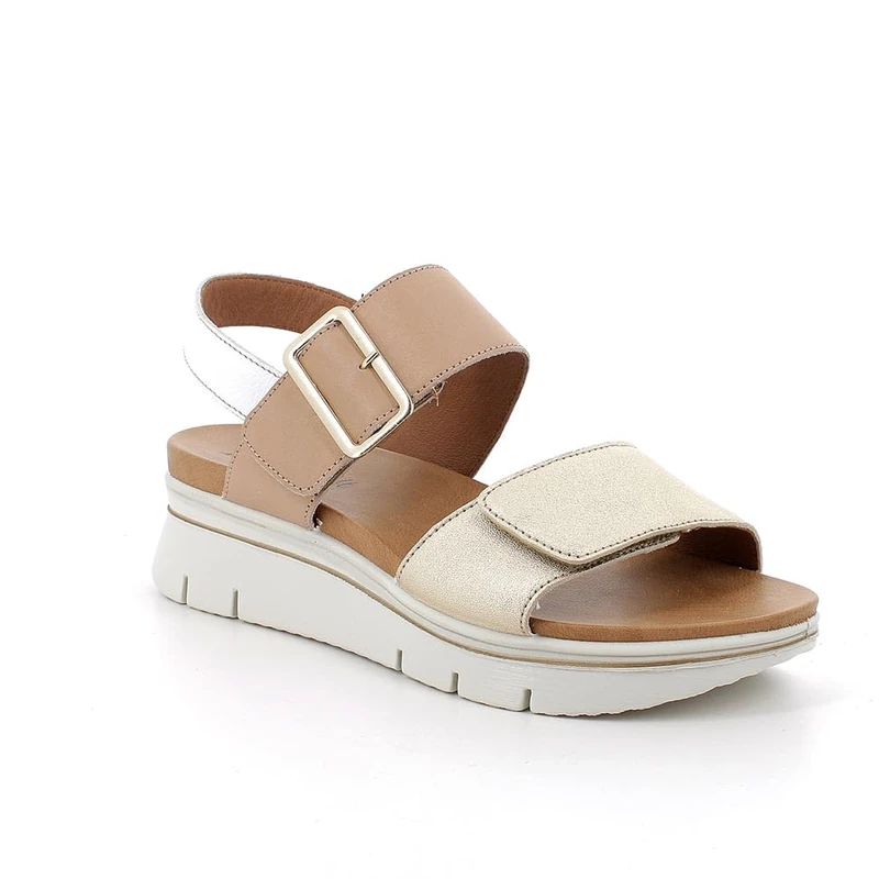 ENVAL SOFT Women's D.sharon Enval Wedge Sandal Platinum Beige,4 UK