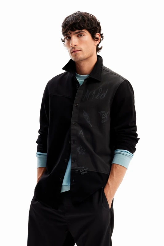 Desigual Men's Cam_Asher T-Shirt, Black, XXL