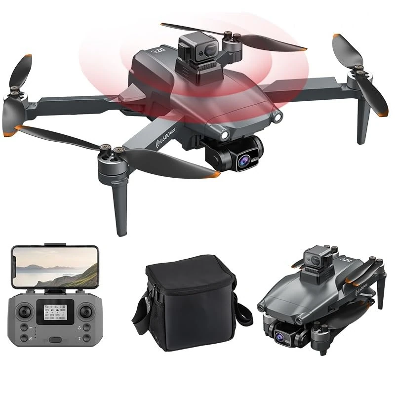 LUXWALLET Chopper X Dodge - 21.6KM/h Drone - WiFi GPS 1080P Full HD Drone – Laser Obstacle Avoidance - EIS Stabilizer - 1200 Meter Distance + 2x Battery