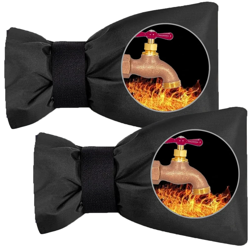 Outdoor Tap Covers for Winter, 2Pcs Large Outside Tap Cover, Protect Your Outside Tap, Waterproof & Thickened Tap Jacket Insulated Protector from Freezing Bursting(Black)