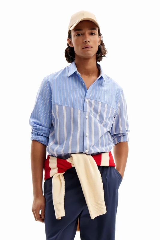 Desigual Men's Man Template 1 T-Shirt, Blue, XXL