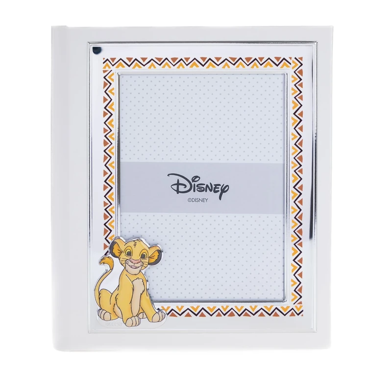 VALENTI & CO. Disney Baby - Lion King Simba - Baby Photo Album with Silver Frame for Baby Christening or Birthday Gift