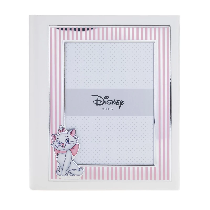 VALENTI & CO. Disney Baby – Minou The Aristocats – Children's Photo Album with Silver Frame for Baby Christening or Birthday Gift for Children