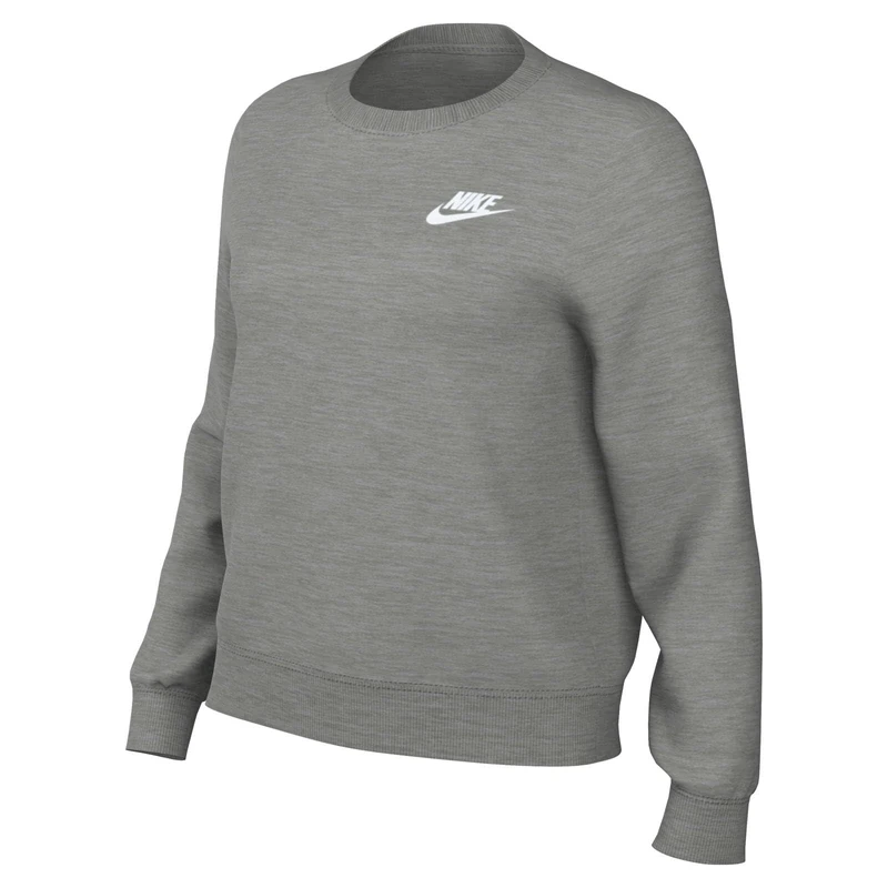 NIKE DQ5473-063 W NSW CLUB FLC CREW STD Sweatshirt Women's Dk Gray Heather/White Size XL-T