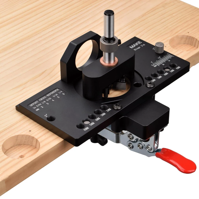 GOINGMAKE Metal Concealed Hinge Jig with Quick Clamp and Dust Vacuum Adapter - 35mm Cabinet Hinge Hole Drilling Tool for Woodworking Door Hinges Mounting - Image 1
