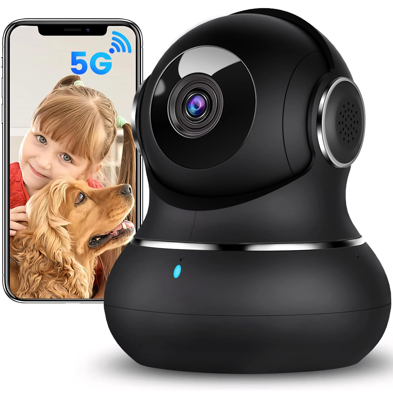 litokam 5G Indoor Camera, 5MP Little elf camera, WiFi Camera with 360° Motion Tracking, Baby Monitor with 5G/2.4G Dual-Band, Pet Camera with App, Cry Detection, Night Vision, Compatible NVR/Alexa