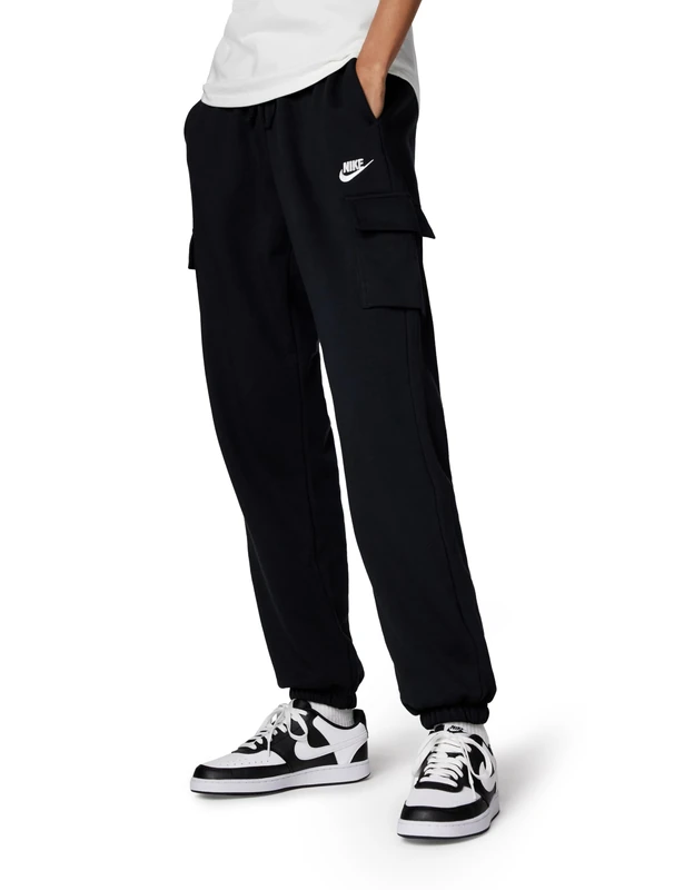 NIKE DQ5196-010 W NSW Club FLC MR Pant Cargo Pants Women's Black/White Size 2XL-S