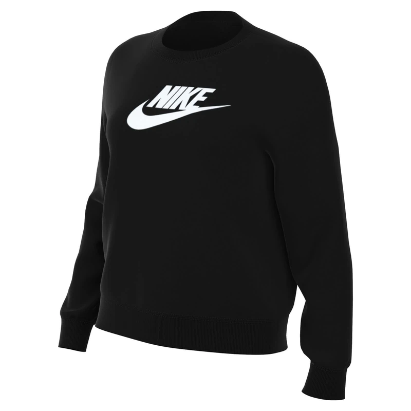 NIKE DQ5832-010 W NSW CLUB FLC GX STD CREW Sweatshirt Women's Black/White Size L-T