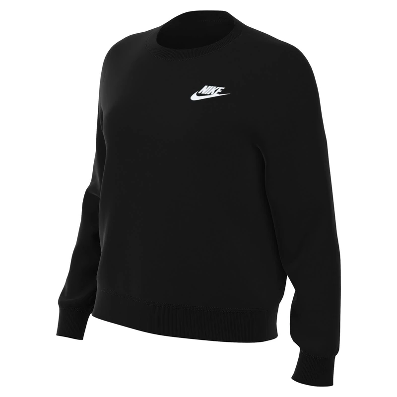 NIKE DQ5473-010 W NSW CLUB FLC CREW STD Sweatshirt Women's Black/White Size M-T