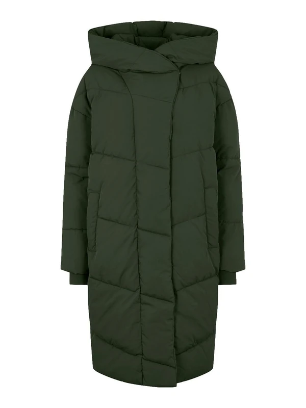 NOISY MAY Quilted Winter Coat with Hood Long Puffer Jacket Warm Padded Bomber Lined NMNEW Tally, Colours:Green, Size:S