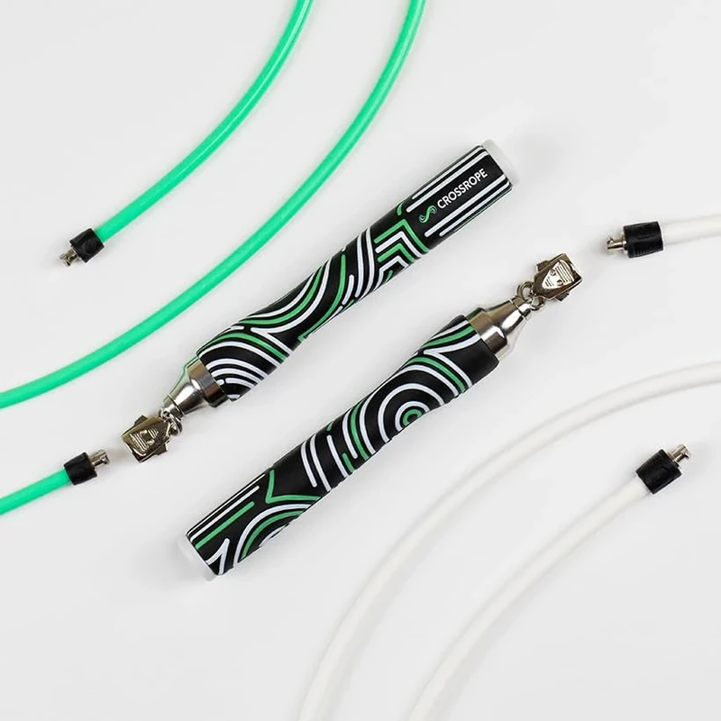 Crossrope Get Lean Set - Weighted Jump Rope- 1/4 LB and 1/2 LB Ropes - Slim Handles - Large - Image 1