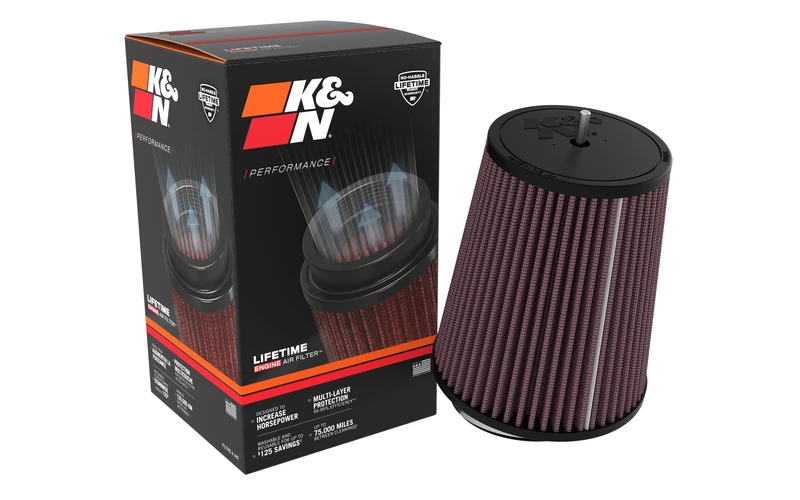 K&N Universal Conical Air Filter 89mm flange, 10 degree angle, 146mm base, 127mm Top with stud, 178mm height (RU-3520)