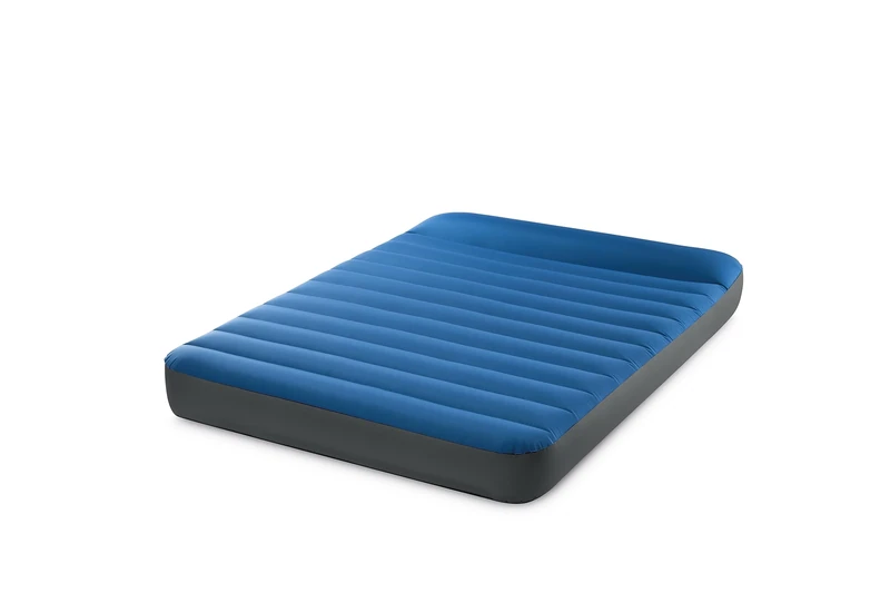 Intex 60412E TruAire Luxury Camping Mattress: Fiber-Tech – Puncture-Resistant Laminate – QuickFill USB Air Pump – 600lb Weight Capacity – Full Size, Blue - Image 1