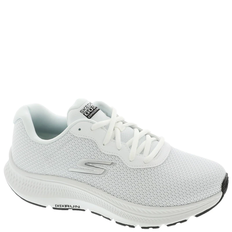 Skechers Women's Go Run Consistent 2.0 Engaged Sneaker, White Textile/Black Trim, 8 UK